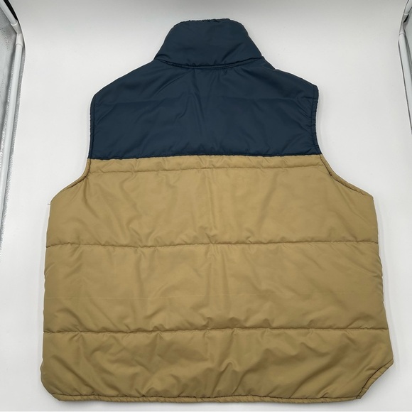 VTG 80s Puffer Vest Mens XL Blue Tan Two Tone Quilted Insulated Outdoors Snap - Picture 6 of 15